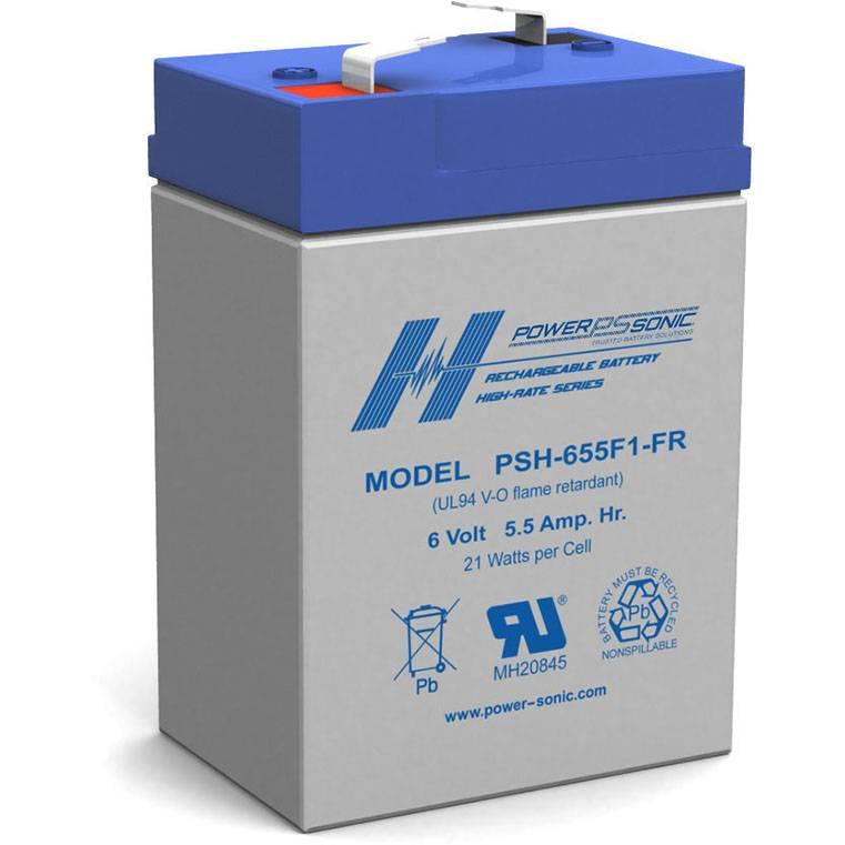 PSH-655 F1 FR PowerSonic Battery Lead Acid 6V 5.5AH HR Battery Parts Distributor PSH-655 F1 FR PowerSonic Battery Lead Acid 6V 5.5AH HR Battery
