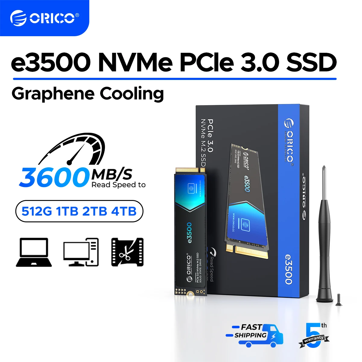 ORICO e3500 1TB NVMe SSD PCIe 3.0 Parts Distributor ORICO e3500 1TB NVMe SSD PCIe 3.0