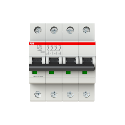 S204-D0.5 ABB Miniature Circuit Breaker 400V 0.5A 4-Poles Parts Distributor S204-D0.5 ABB Miniature Circuit Breaker 400V 0.5A 4-Poles