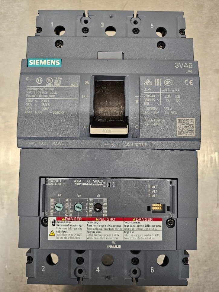 3VA6340-0HN31-0AA0 Siemens Circuit Breaker 480V 400A 3-Poles Parts Distributor 3VA6340-0HN31-0AA0 Siemens Circuit Breaker 480V 400A 3-Poles