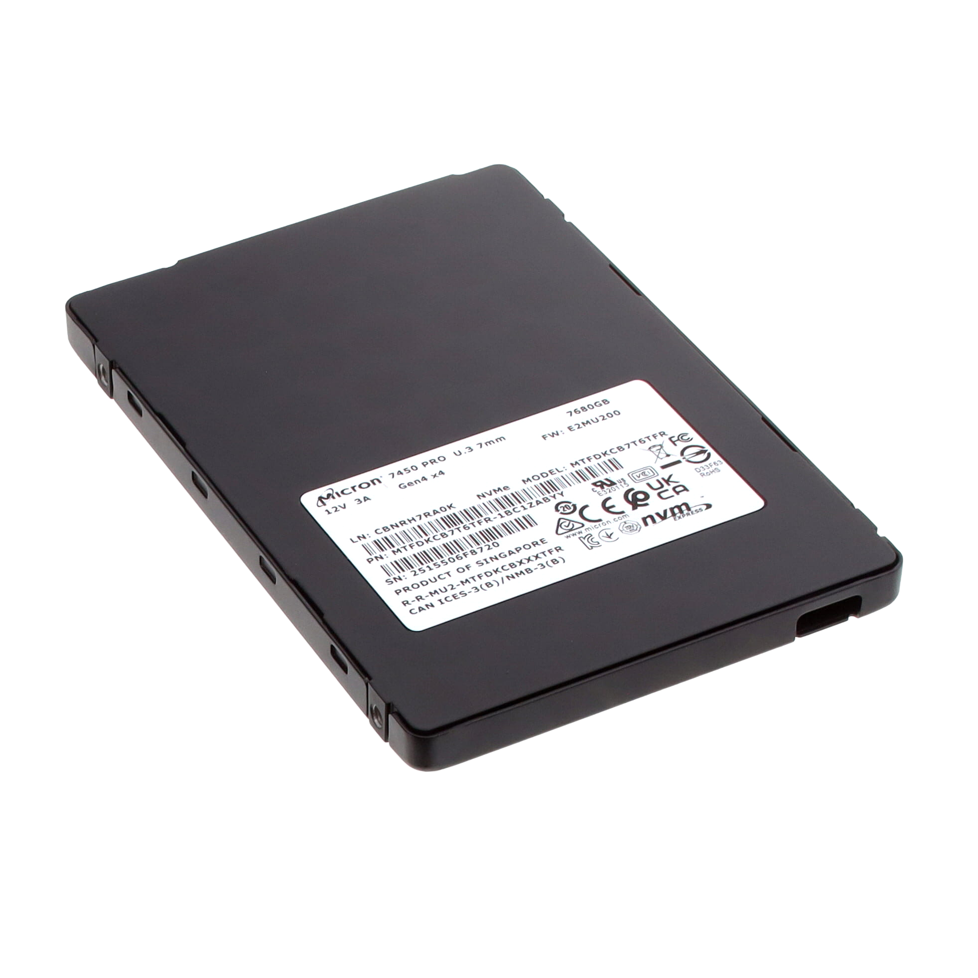MTFDKCB7T6TFR-1BC1ZABYY Micron Solid State Drive 7.68TB 2.5″ Parts Distributor MTFDKCB7T6TFR-1BC1ZABYY Micron Solid State Drive 7.68TB 2.5"