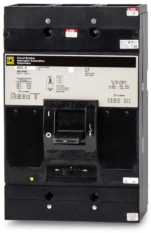 MHL36800 SquareD Circuit Breaker 600V 800A 3-Pole Parts Distributor MHL36800 SquareD Circuit Breaker 600V 800A 3-Pole