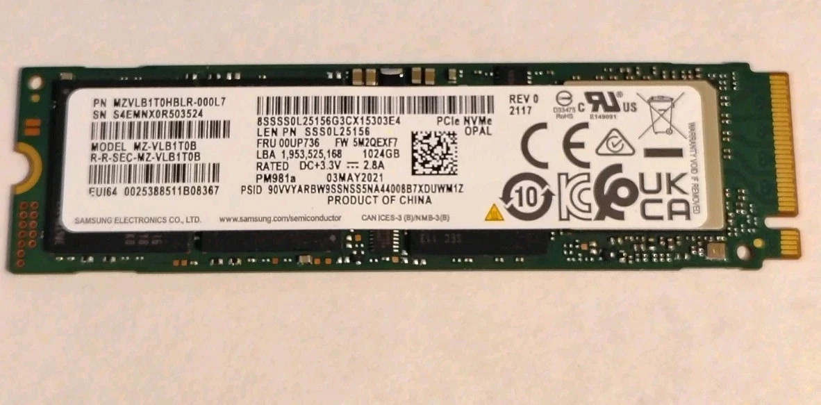 Samsung MZVKW1T0HMLH-000H1 SSD 1TB NVMe PCIe Gen3 x4 M.2 Parts Distributor Samsung MZVKW1T0HMLH-000H1 SSD 1TB NVMe PCIe Gen3 x4 M.2