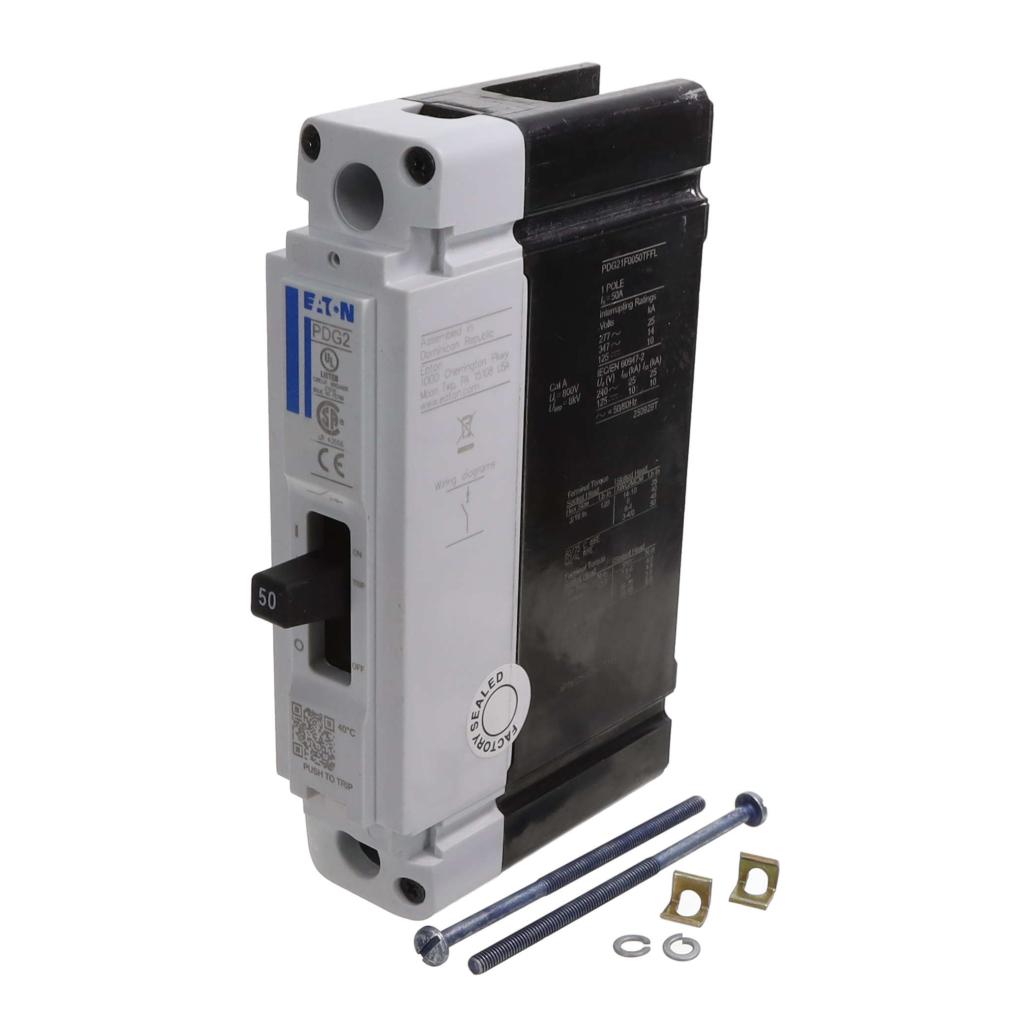 PDG21F0050TFFL Eaton Circuit Breaker 50A 600V, 1 Pole Parts Distributor PDG21F0050TFFL Eaton Circuit Breaker 50A 600V, 1 Pole